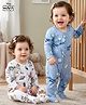 Babyhug Disney Interlock Knit Full Sleeves Sleepsuits With Space Theme Print Pack of 2 - White & Blue
