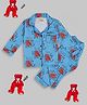 Pyjama Party Cotton Rayon Woven Full Sleeves Lazy Day Text Printed Coordinating Night Suit Set - Blue
