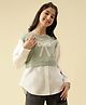 Lil Tomatoes Cotton Looper Knit Full Sleeves Bow Printed  Light Winter Shirt Style Top - Oil Green