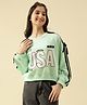 Lil Tomatoes Cotton Looper Knit Full Sleeves Typography Printed Light Winter Sweatshirt - Light Green