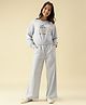 Lil Tomatoes Cotton Looper Knit Full Sleeves Trend Setter Text Printed Light Winter Sweatshirt With Track Pants Set - Blue