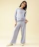 Lil Tomatoes Cotton Looper Knit Full Raglan Sleeves Solid Light Winter Sweatshirt & Track Pants Set - Blue