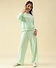 Lil Tomatoes Cotton Looper Knit Full Raglan Sleeves Solid Light Winter Sweatshirt & Track Pants Set - Light Green