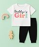 Luke and Lilly Cotton Knit Half Sleeves Daddys Girl Text Printed Tee & Joggers Set - White & Black