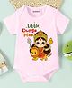KNITROOT Cotton Lycra Knit Navratri Theme Half Sleeves  Little Durga Maa Text Printed Onesie - Pink