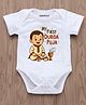 KNITROOT Cotton Lycra Knit Durga Puja Theme Half Sleeves My First Durga Puja Text Printed Onesie - White