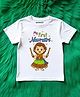 KNITROOT Cotton Lycra Knit Navratri Theme Half Sleeves My First Navratri Text Printed Tee - White