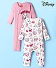 Babyhug Disney Interlock Knit Full Sleeves Front Open Romper with Marie Graphic Pack of 2 - Pink & White