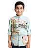 CAVIO Cotton Woven Full Sleeves Abstract Printed Shirt - Sea Green