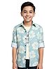 CAVIO Cotton Woven Full Sleeves Floral Printed Shirt With Tee Set - Sea Green