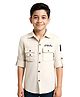 CAVIO Cotton Woven Full Sleeves Typography Printed Shirt - Cream