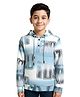 CAVIO Cotton Blend Woven Full Sleeves Alphabets Printed  & Ombre Hooded Tee - Turquoise Blue