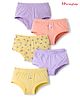 Honeyhap Premium Cotton Elastane Knit Floral Printed Panties With Bio Finish Pack of 5 - Lilac & Yellow