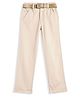 CAVIO Cotton Lycra Woven Solid Pants With Belt - Cream