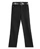 CAVIO Cotton Lycra Woven Solid Trousers With Belt - Black