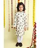 Little Clothing Cotton Woven Full Sleeves Elephant Printed Kurta Pyjama Set - Ivory