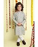 Little Clothing Cotton Woven Full Sleeves Abstract Printed Kurta Pyjama Set - Off White