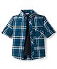 Rikidoos Full Sleeves Checked Shirt With Attached Tee - Blue & Black