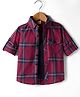 Rikidoos Full Sleeves Checked Shirt With Attached Tee - Maroon & Navy Blue