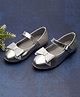 boyz n galz Glittered Bow Applique Detailed Velcro Closure Mary Jane Ballerinas - Silver