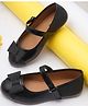boyz n galz Glittered Bow Applique Detailed Velcro Closure Mary Jane Ballerinas - Black