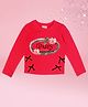 Cutecumber Embosis Hosiery  Knit Full Sleeves Paris Nice To Meet You Text Printed Top - Fuchsia