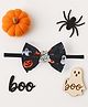 Knotty Ribbons Halloween Theme Bow Applique Detailed & Spooky Pumpkin Designed Headband - Black