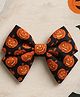 Knotty Ribbons Halloween Theme Pumpkin Printed Bow Applique Detailed Alligator Hair Clip - Orange