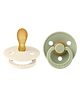 BIBS Pacifier Colour 2 Pack Latex Size 2 Symmetrical Ivory/Sage - 6+m