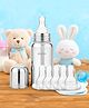 AEREX Stainless Steel Baby Feeding Bottle for Milk with 5 Extra Nipples | Baby Feeding Milk Bottle | Feeding Bottle for Babies, Infants & Toddlers | Milk Drinking Bottle | Ideal for Newborns (240 Ml)