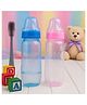 AEREX Baby Feeding Bottles with Silicone Nipples, Protective Caps & Cleaning Brush | BPA-Free, Leak-Proof Feeding Bottle for Infants & Toddlers | Milk Drinking Bottle Ideal for Newborns (Pack of 2)