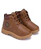 BERSACHE Solid Lace Up Boots - Tan