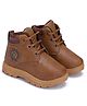 BERSACHE Star Applique Detailed Lace Up Boots - Brown