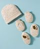 Simply Interlock Knit Cap Mittens & Booties Set With Text Print Pink - Diameter 9 cm