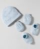 Simply Interlock Knit Cap Mittens & Booties Set With Clouds Print Light Blue - Diameter 9.5 cm