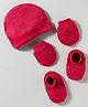 Simply Interlock Knit Cap Mittens & Booties Set With Vehicle Print Red - Diameter 9 cm