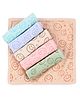 Simply Terry Knit Hand & Face Towels With Smiley Print Pack of 6 L 25 x B 25 cm - Peach Light Green & Light Blue