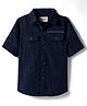 Ruff Linen Woven Full Sleeves Solid Cargo Shirt - Navy Blue