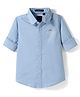 Ruff Satin Woven Full Sleeves Solid Color Party Shirt - Light Blue