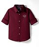 Ruff Satin Woven Full Sleeves Solid Color Party Shirt - Maroon