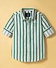 Ruff 100% Cotton Poplin Woven Full Sleeves Shirt With Stripes - Green
