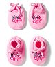Simply Interlock Knit Text Printed Mittens & Booties Set - Pink