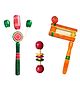 Funwood Games Combo of Multicolor Wooden 3 Rattles for infants and toddlers (Roc-Toc Rattle, Dumbbell Rattle and Frog Rattle)