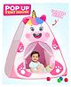 Fiddlerz Popup Play Tent for Kids Unicorn Design Foldable Colorful Tent House for Boys & Girls Age 1 to 5  - Pink