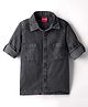 Kookie Kids Cotton Woven Full Sleeves Washed Shirt - Black