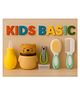 KIDS BASIC Baby Care Grooming Essential Combo | Teddy Style Powder Puff + Nail Cutter + Nose Sucker + Hair Brush & Comb Set- Brown, Green, Yellow, Green