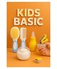KIDS BASIC Baby Care Grooming Essential Combo | Soft Powder Puff with Built-In Storage Case  + Nail Cutter + Nose Sucker + Hair Brush & Comb Set- White, Yellow, Yellow Blue