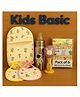 KIDS BASIC Newborn Essentials Gift Combo | Muslin Warm Sleeping Bag + Stainless Steel Feeding Bottle + 6 Muslin Hankies + 3 Knot Bibs + Wooden Rattle- Horse +Astronaut + Purple