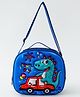 Babyhug Dinosaur with Car Kids Insulated Lunch Box Bag with Adjustable Shoulder Strap & Handle - Blue| Thermal Lunch Carry Bag with Zip Closure for Boys & Girls