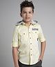 Under Fourteen Only Full Sleeves We Are Champions Text Embroidered Shirt With Detachable Hoodie - Yellow